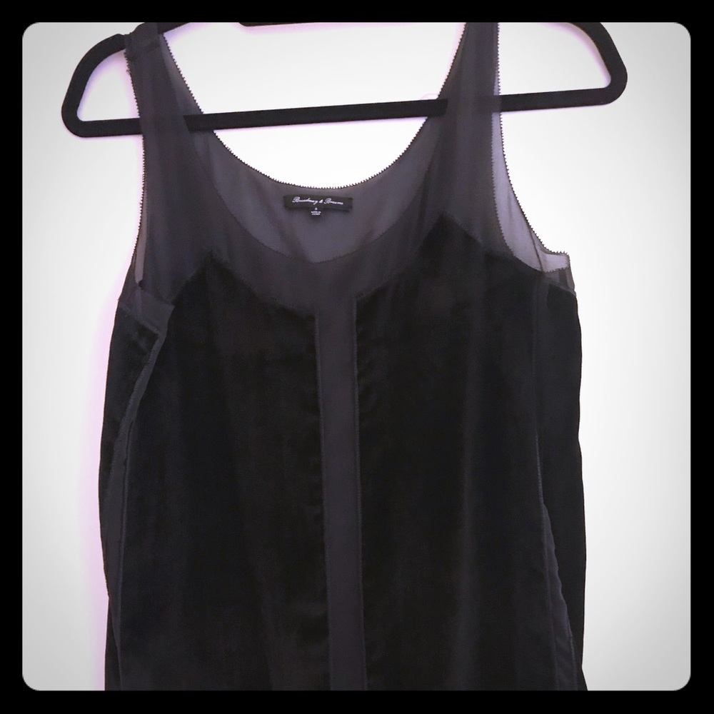 Chiffon and black velvet tank